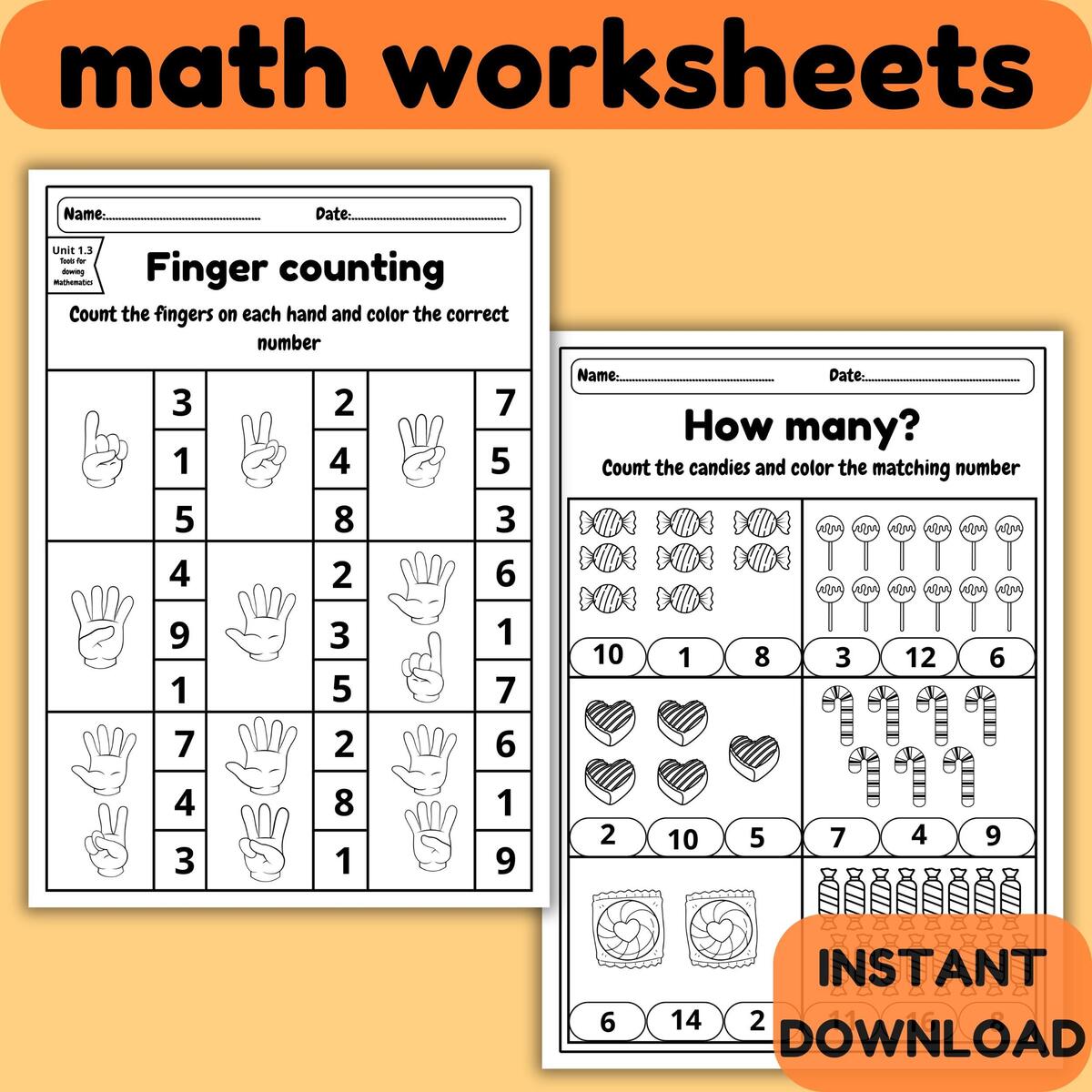 Math Worksheets Prek 2nd Grade Activity Pack PDF Etsy