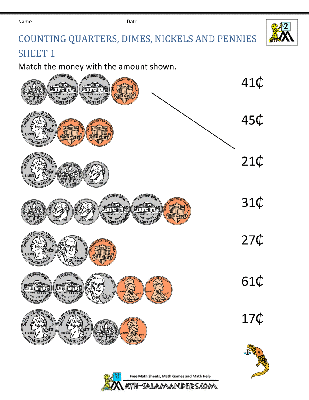 Money Worksheets For 2nd Grade Money Worksheets For 2nd Grade