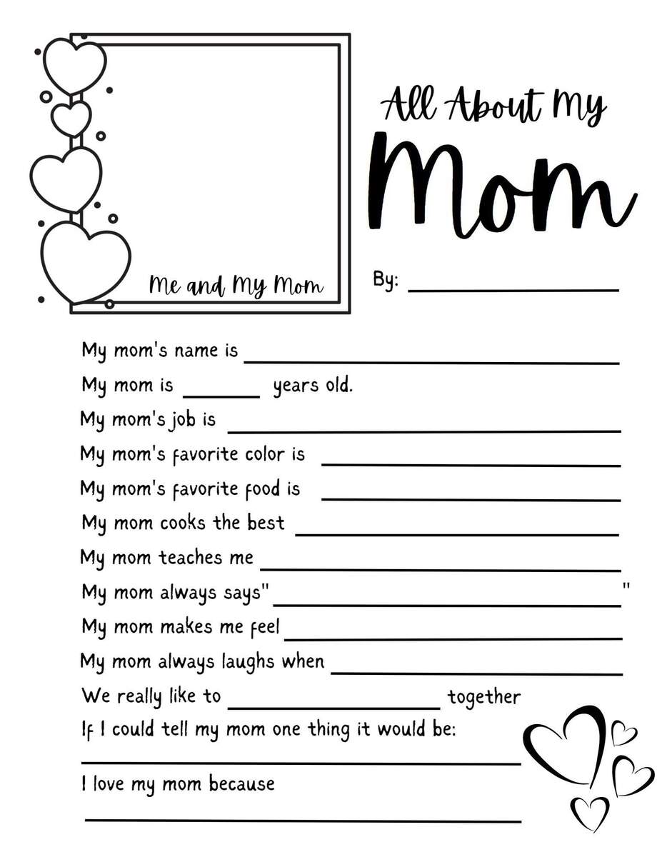Mother S Day Questionnaire All About My Mom Printable Gift PDF Etsy Israel All About My Mom Printable Free Worksheet MindyMakes