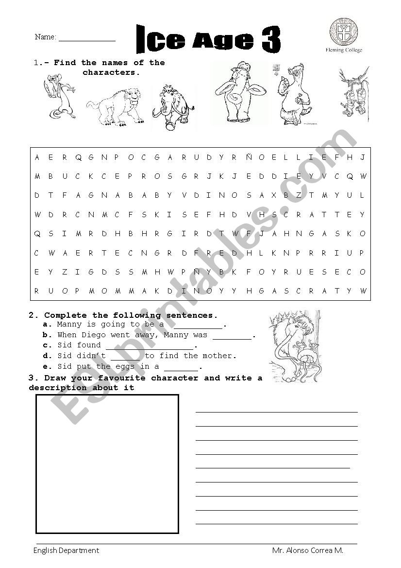 Movie Ice Age ESL Worksheet By ALonSo888 Worksheets Library