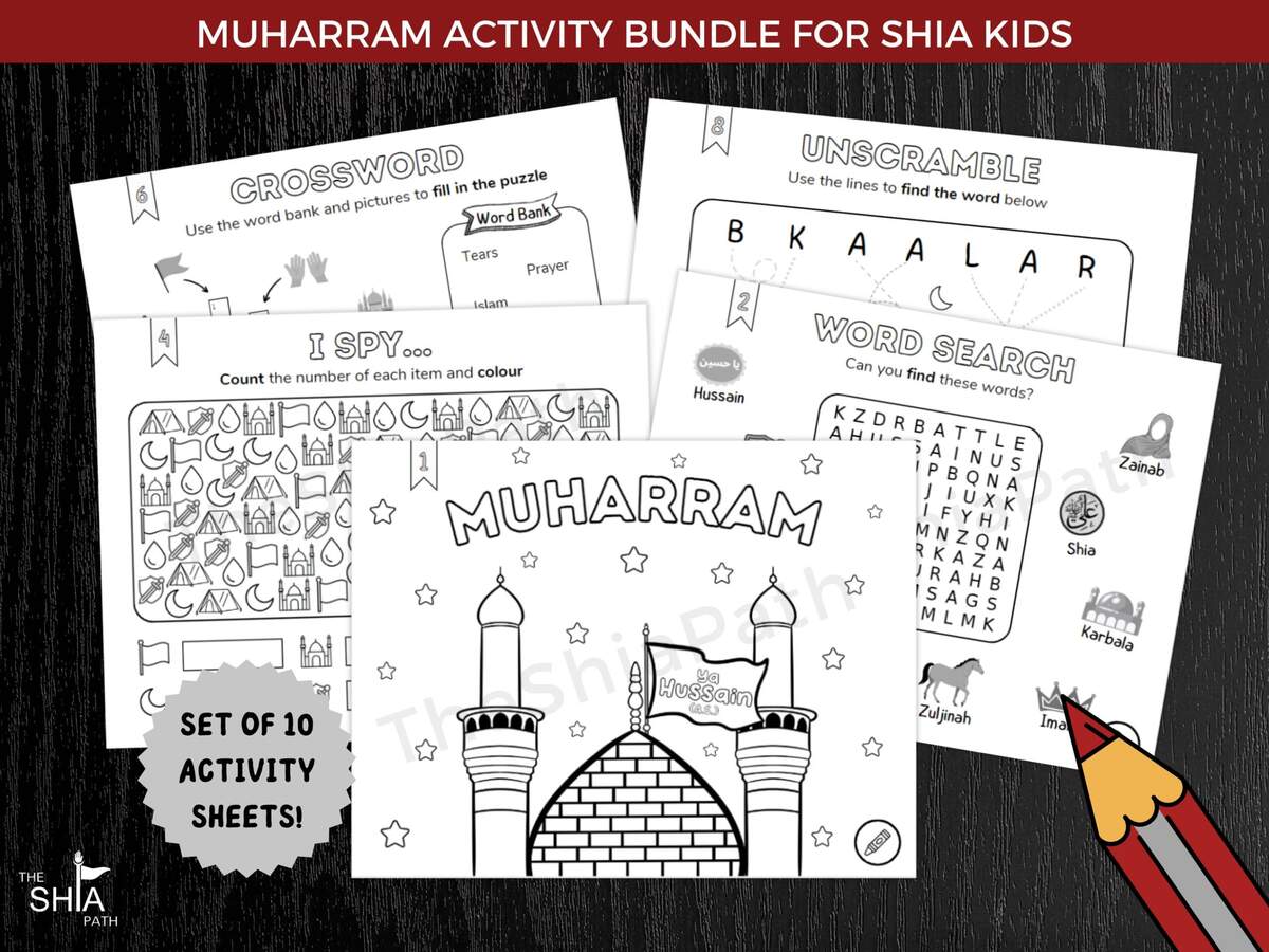 Muharram Activity Set 10 Page Bundle Printable Activities For Families And Kids Shia Kids Imam Hussain Karbala Instant Download Etsy
