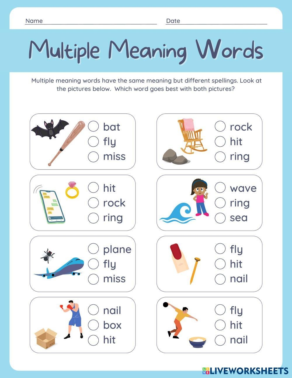 Multiple Meaning Words Worksheets Library Printable 6th Grade Multiple Meaning Words Worksheets
