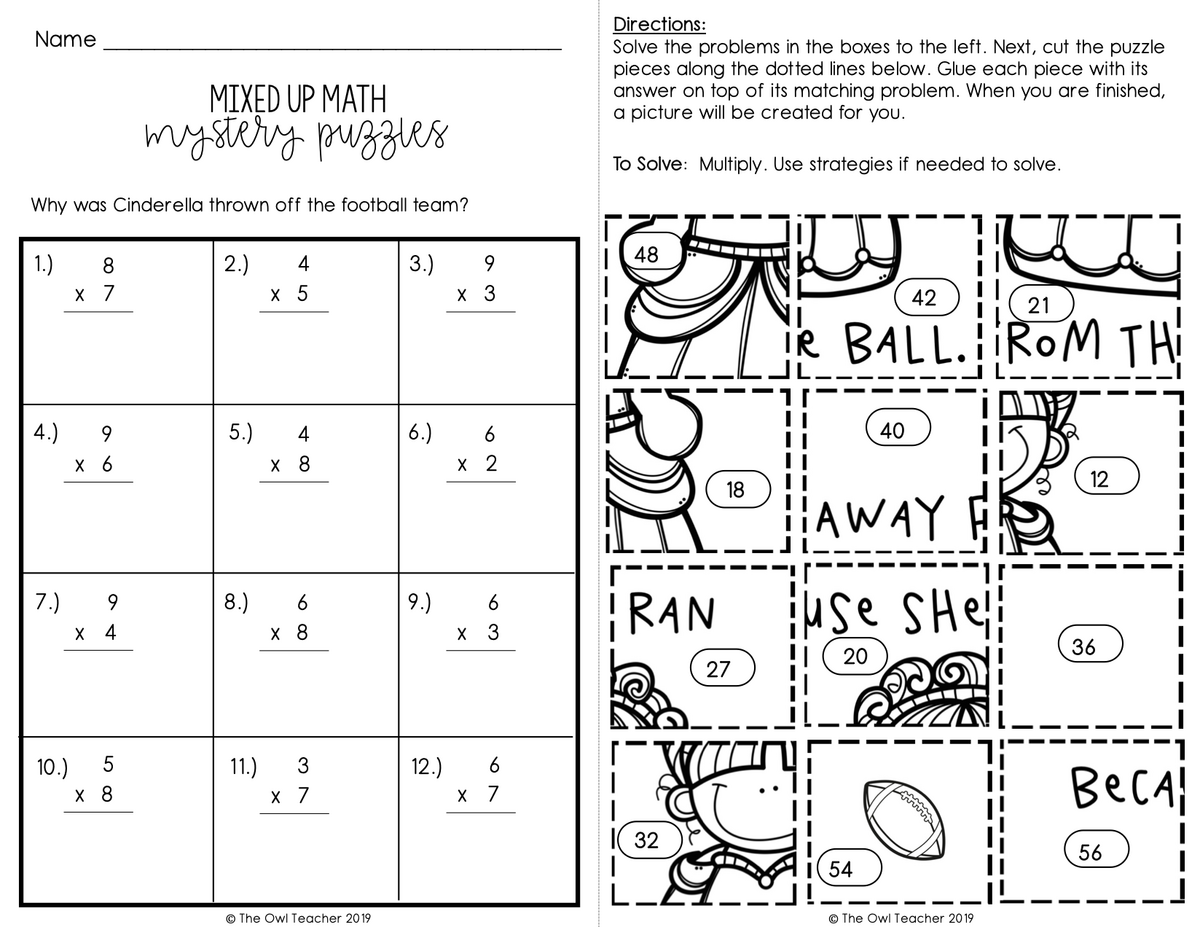 Multiplication Fact Fluency Mixed Up Puzzle Printable Digital Google The Owl Teacher