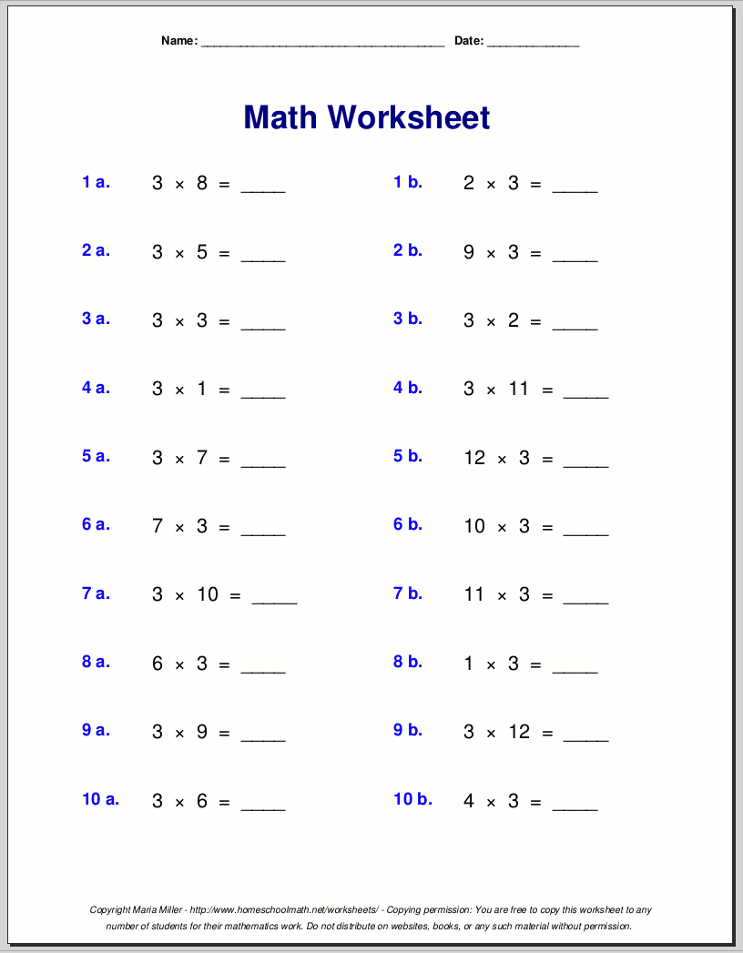 Multiplication Worksheets For Grade 3 3rd Grade Multiplication Worksheets Best Coloring Pages For Kids