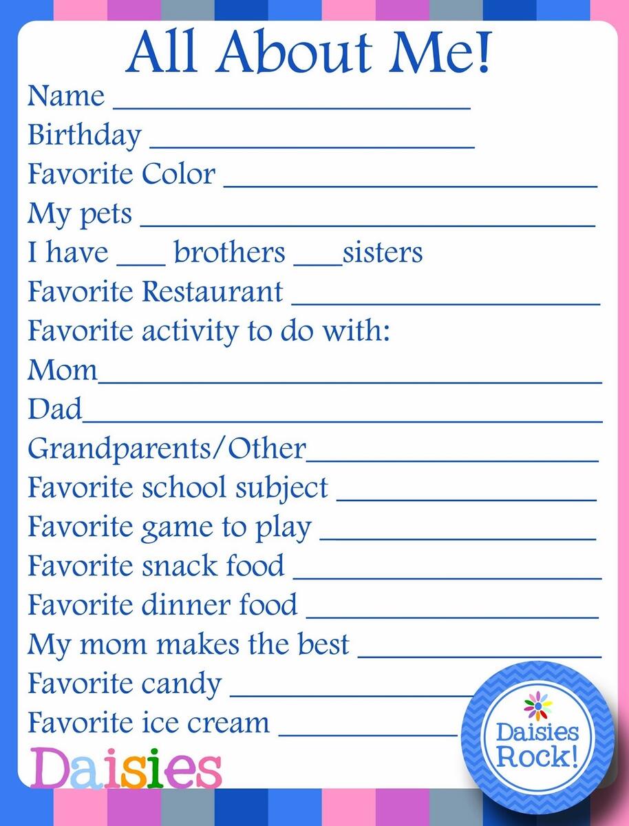 My Fashionable Designs Girl Scouts About Me FREE Printable