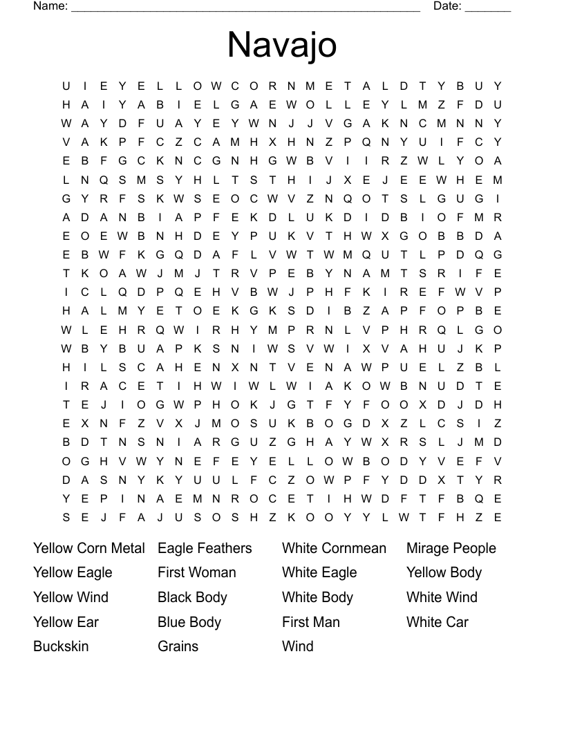 Navajo Word Search WordMint