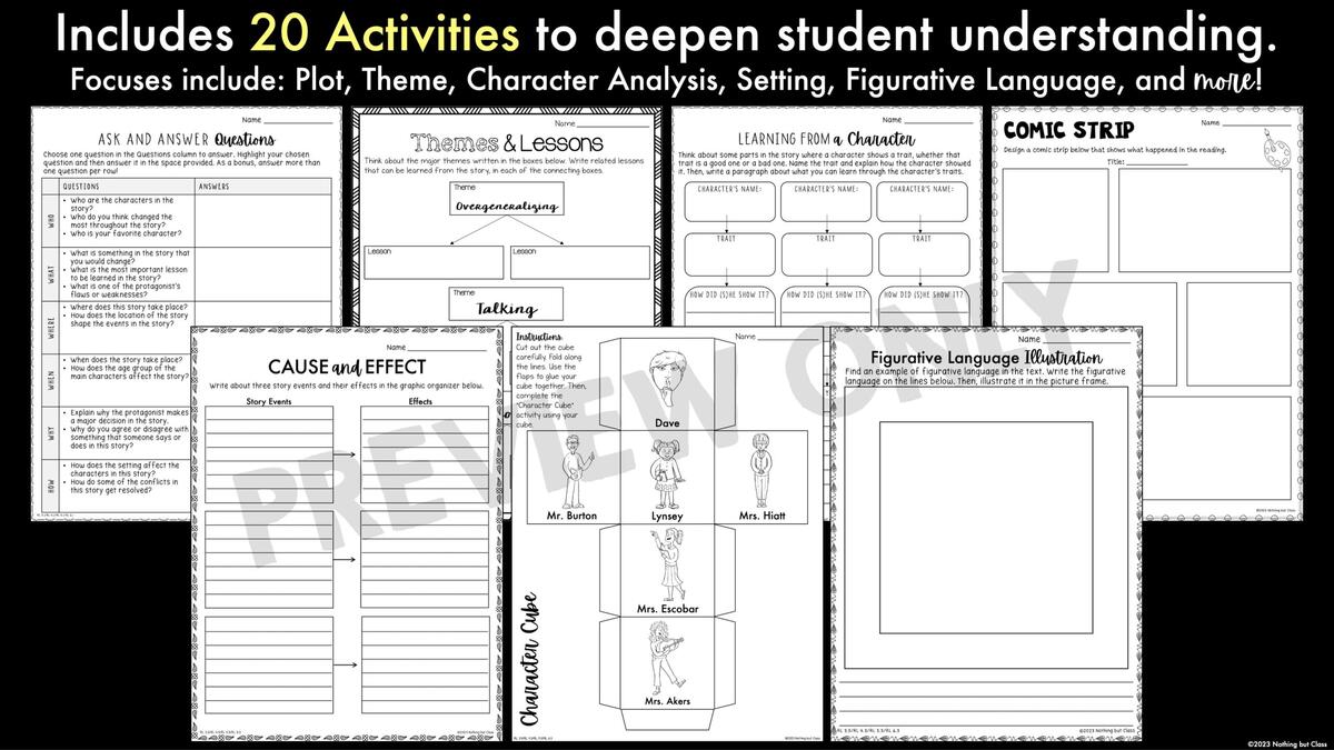 No Talking Novel Study Unit Made By Teachers