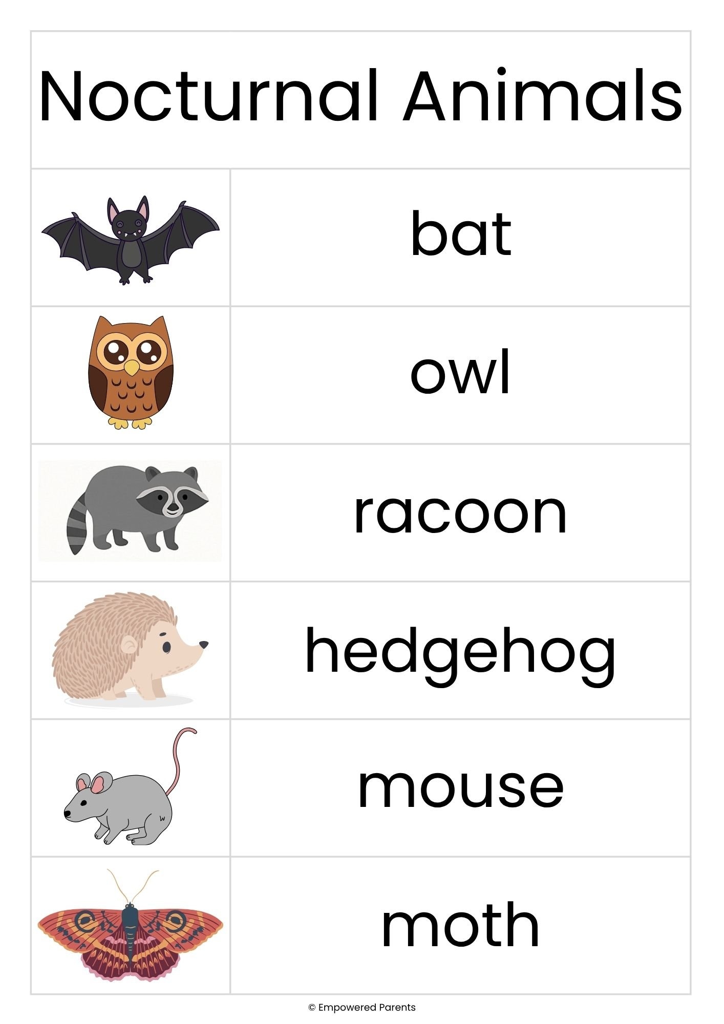 Nocturnal Animals Theme Activities For Preschool And Kindergarten Empowered Parents