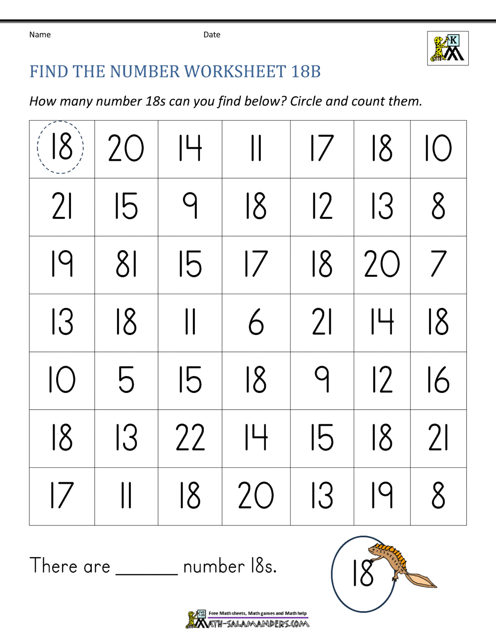 Number 18 Worksheets For Preschool Number 18 Worksheets For Preschool