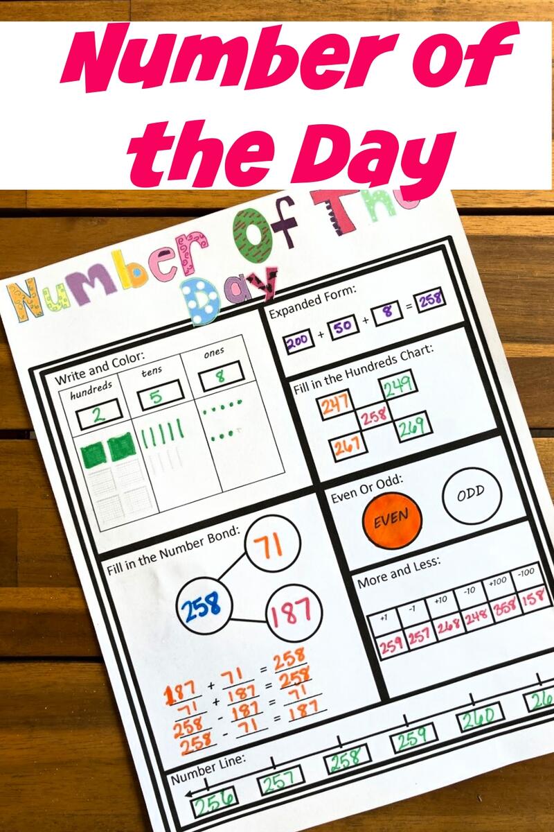 Number Of The Day Worksheet Free Printable