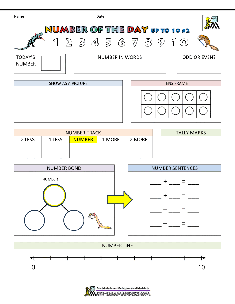 Number Of The Day Worksheet Free Printable