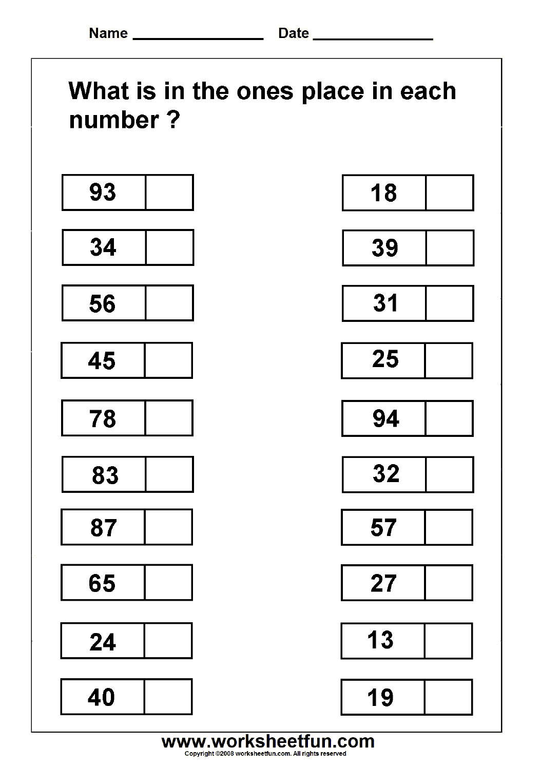 Ones Place Value 2 Worksheets FREE Printable Worksheets Worksheetfun