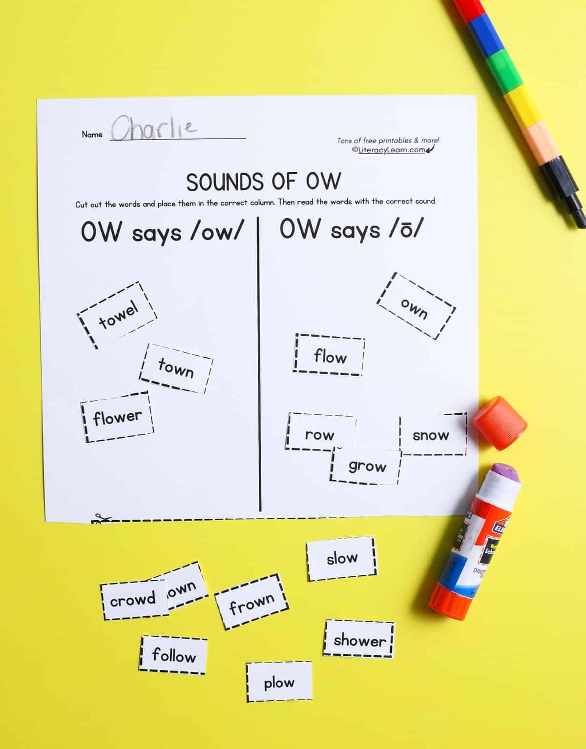 OW Sounds Free Printables Literacy Learn