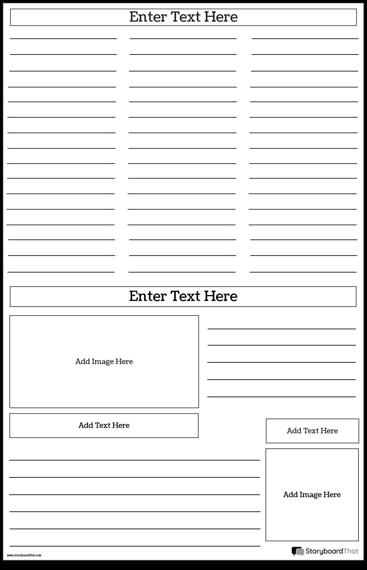 Print Ready Blank Newspaper Template Storyboard