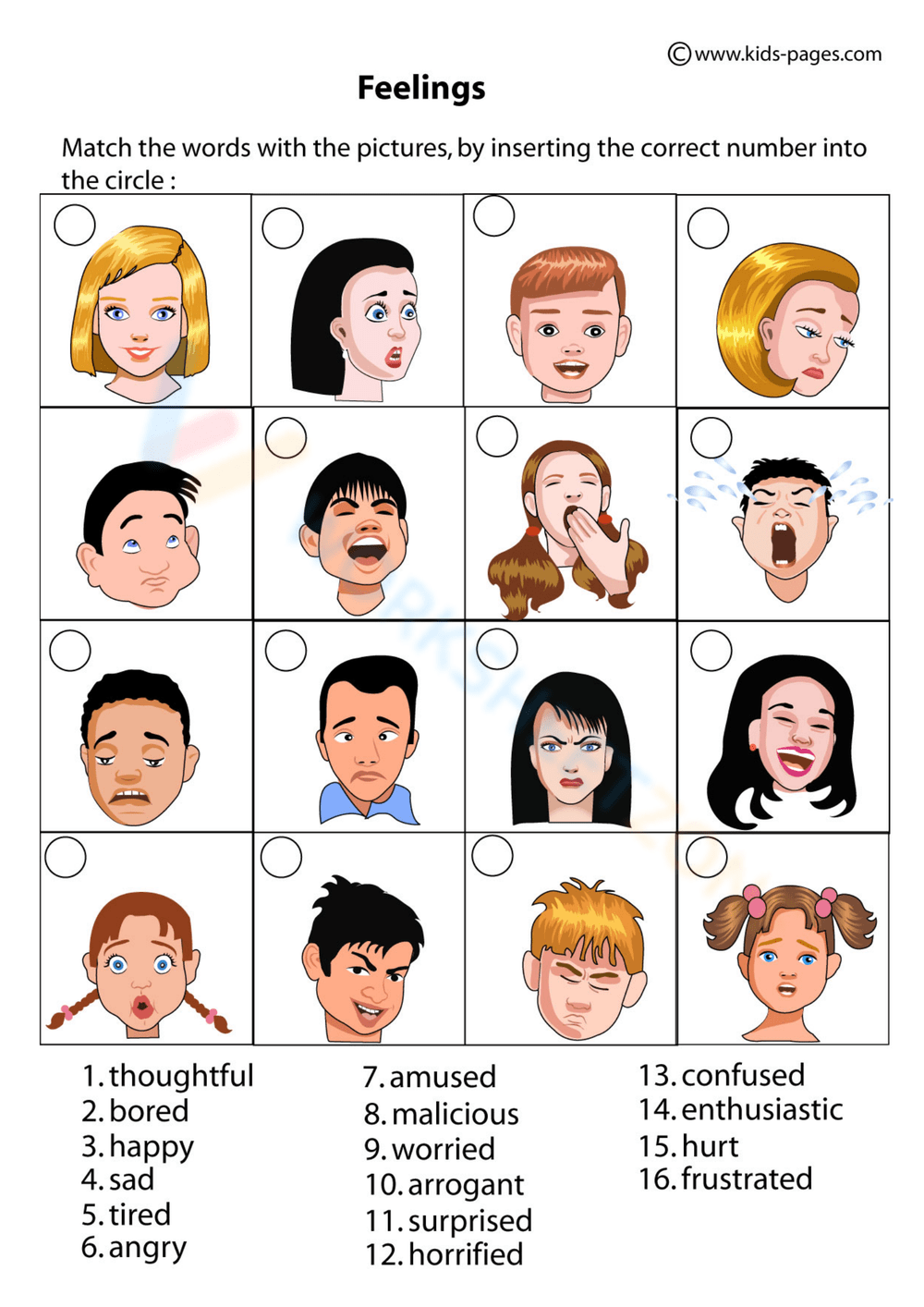 Printable 1st Grade Emotions Worksheets Download