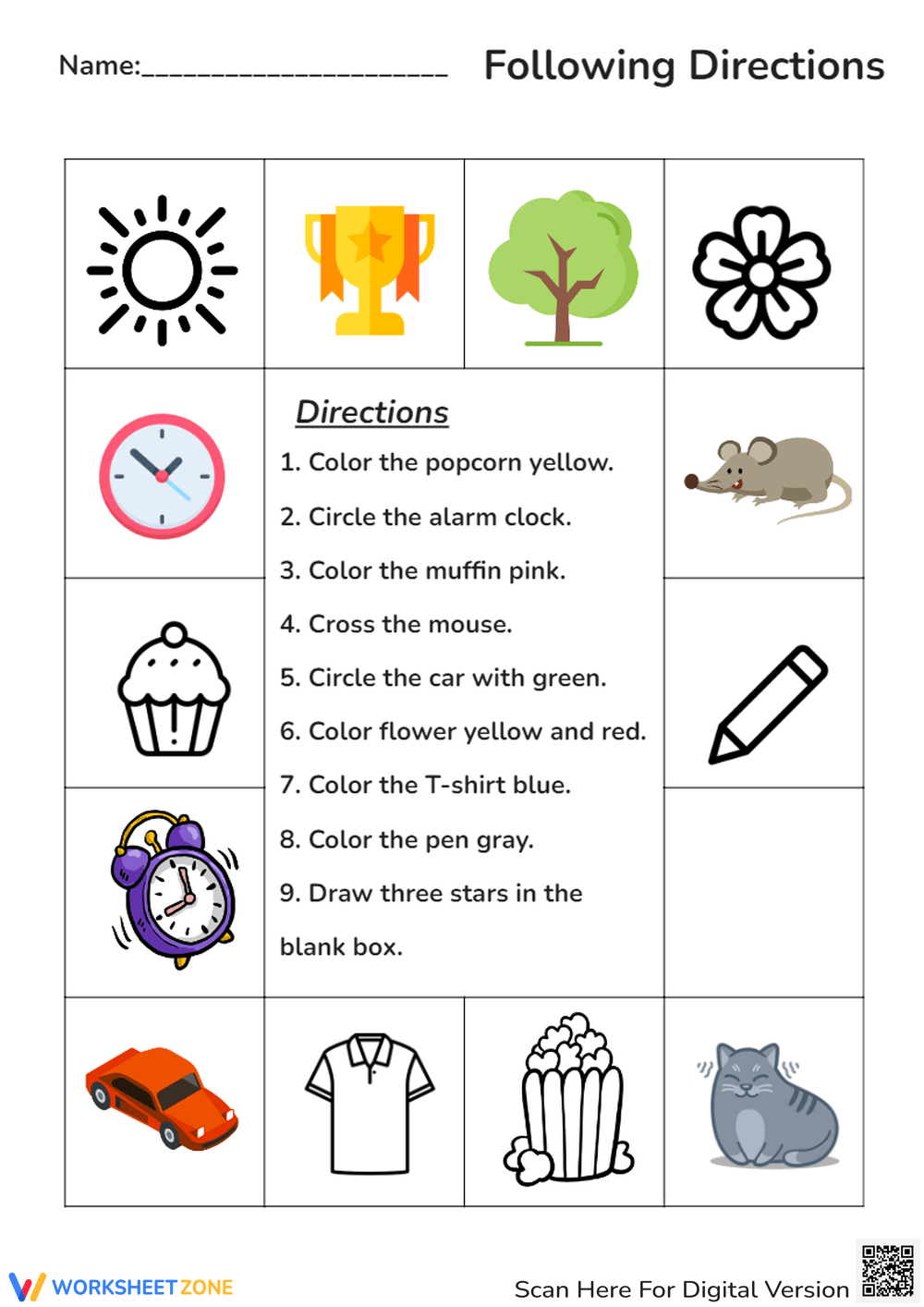 Printable 1st Grade Following Directions Worksheets Download