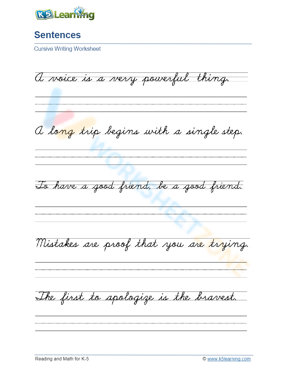 Printable 6th Grade Handwriting Worksheets Download