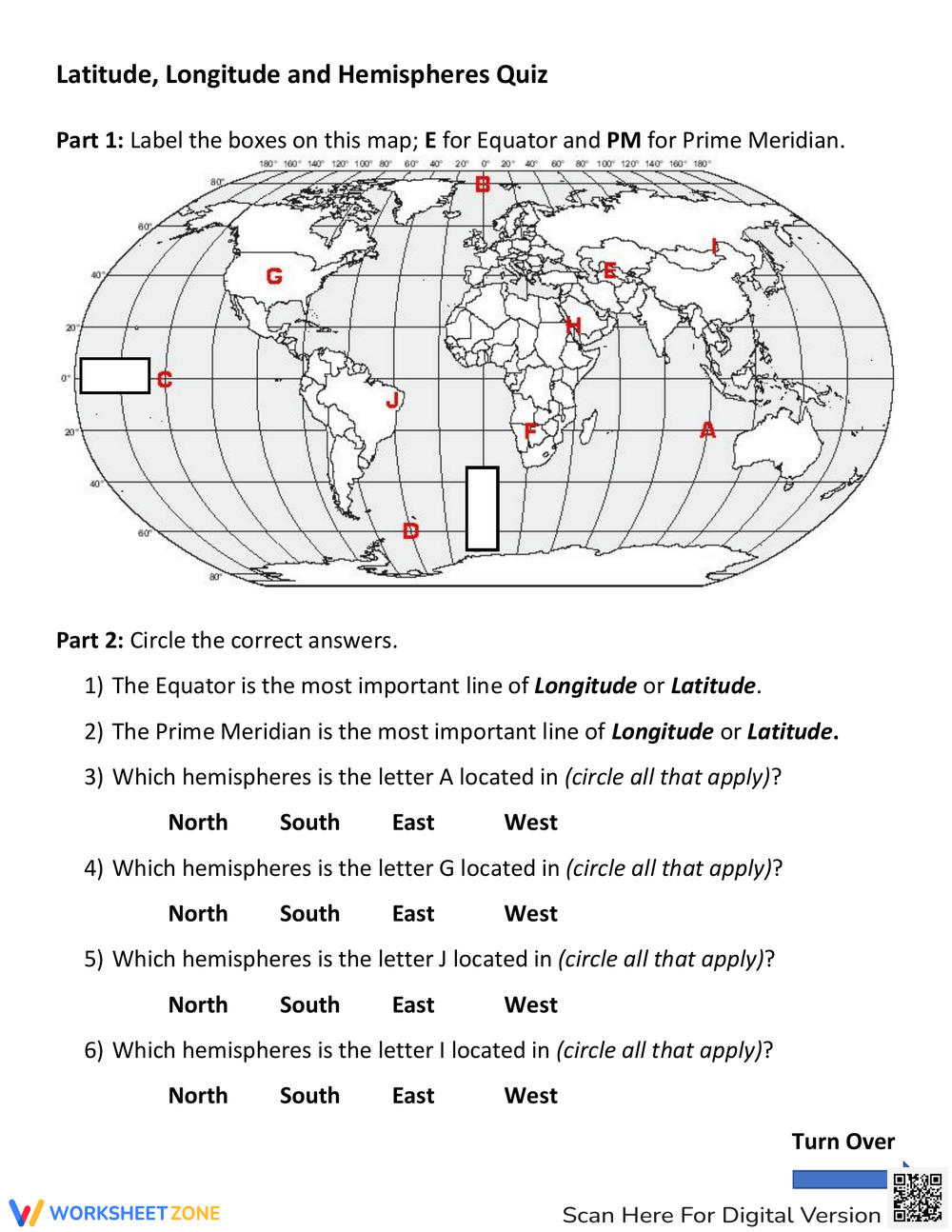 Printable 7th Grade Latitude And Longitude Worksheets