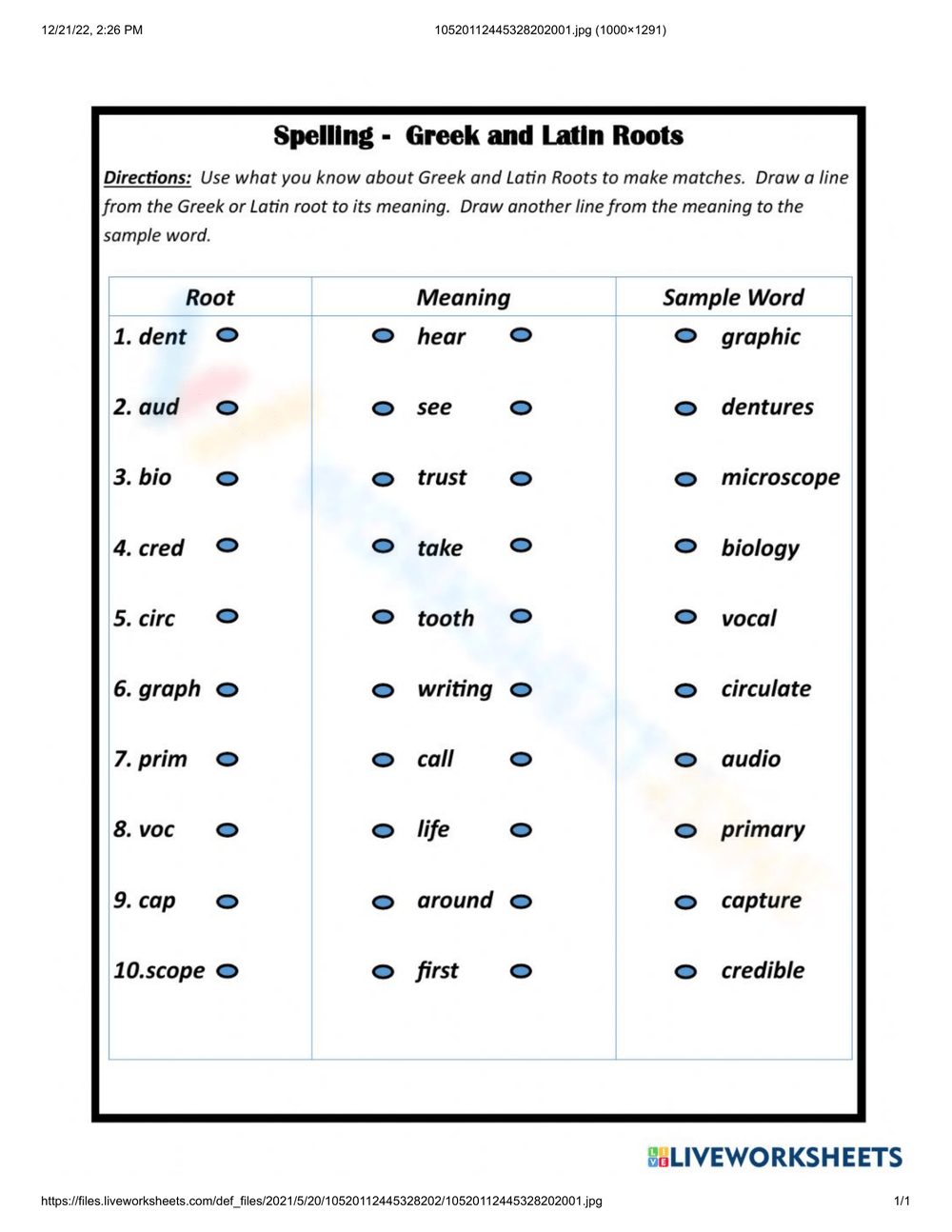 Printable 9th Grade Greek And Latin Roots Worksheets Root Words Latin And Greek Worksheet With Answers Made By Teachers