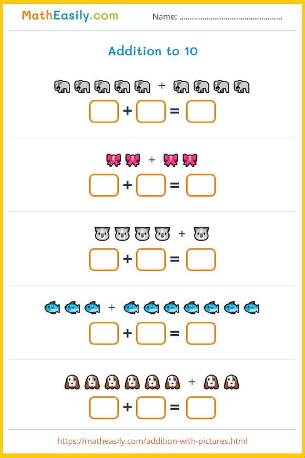Printable Addition Worksheets PDF Free Download