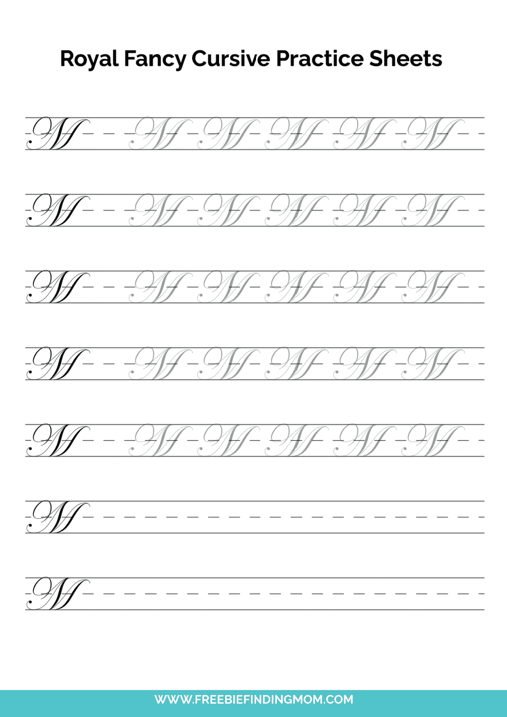 Printable Cursive Alphabet Practice Sheets Royal Fancy Capital M