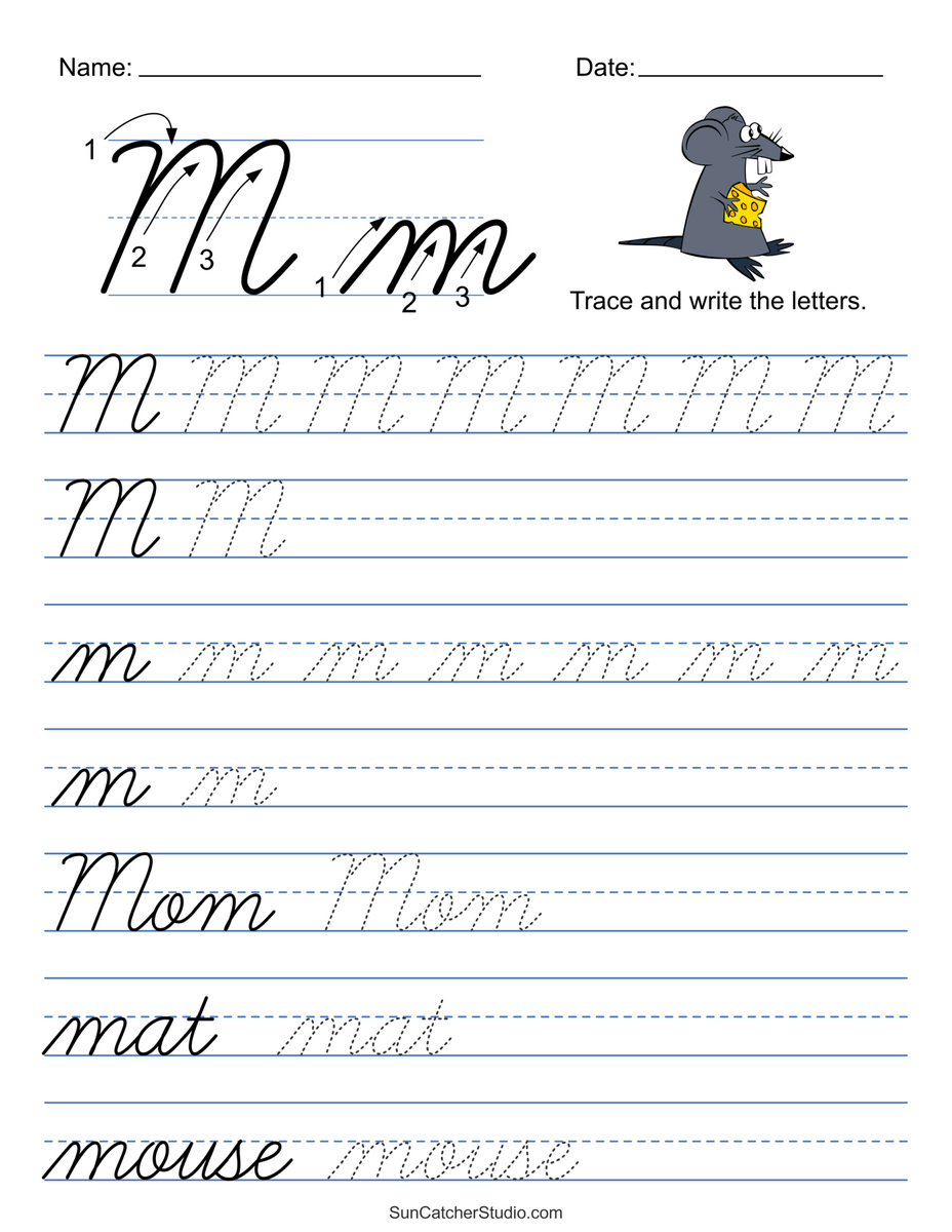 Printable Cursive Handwriting Worksheets Practice Letters Free Printables Lettering SVG Files Tools Apps