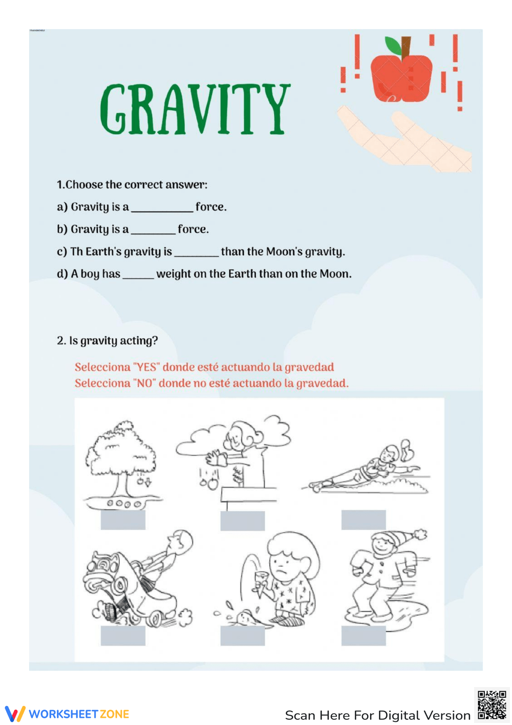 Printable Gravity Worksheets Download