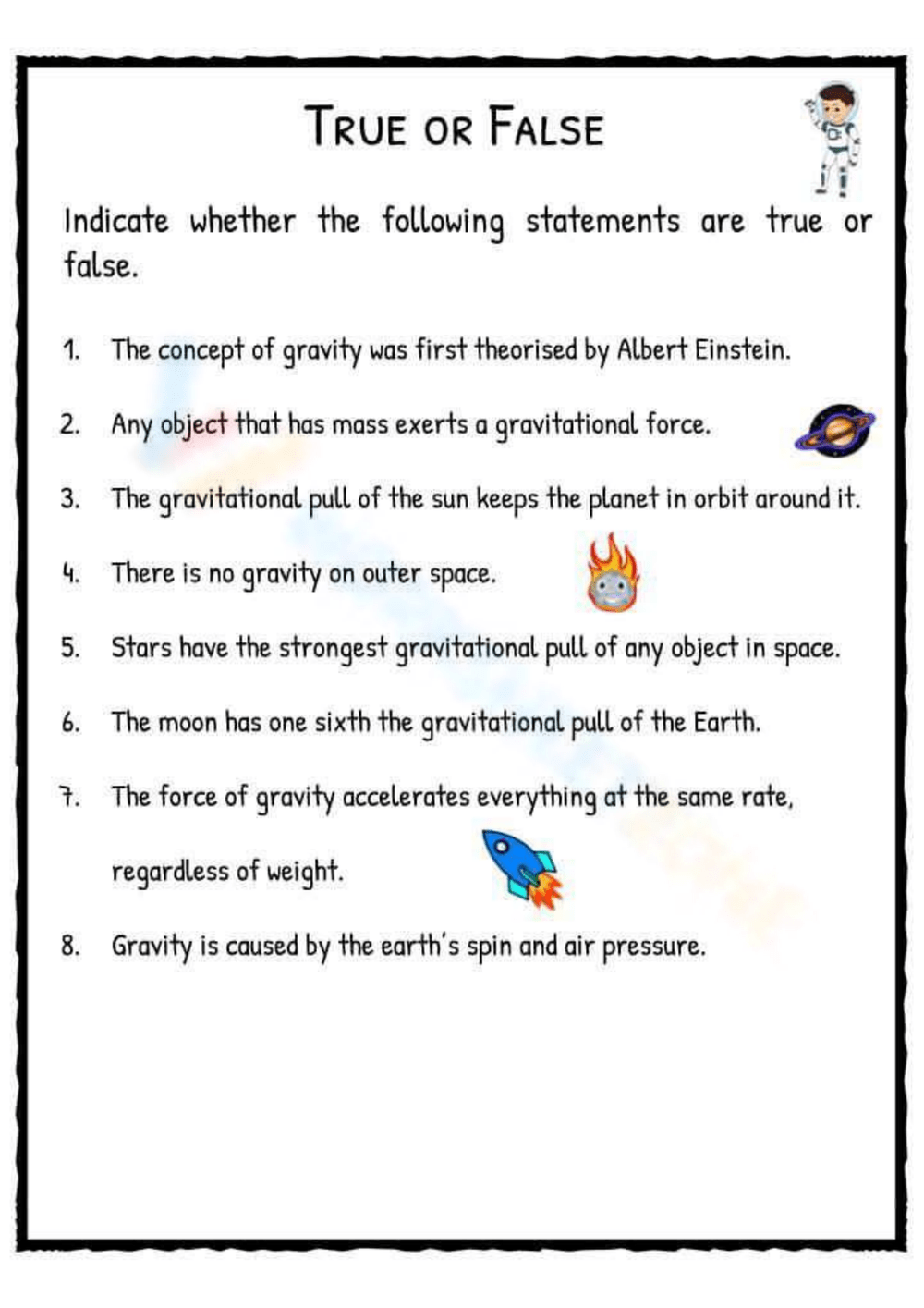Printable Gravity Worksheets Download