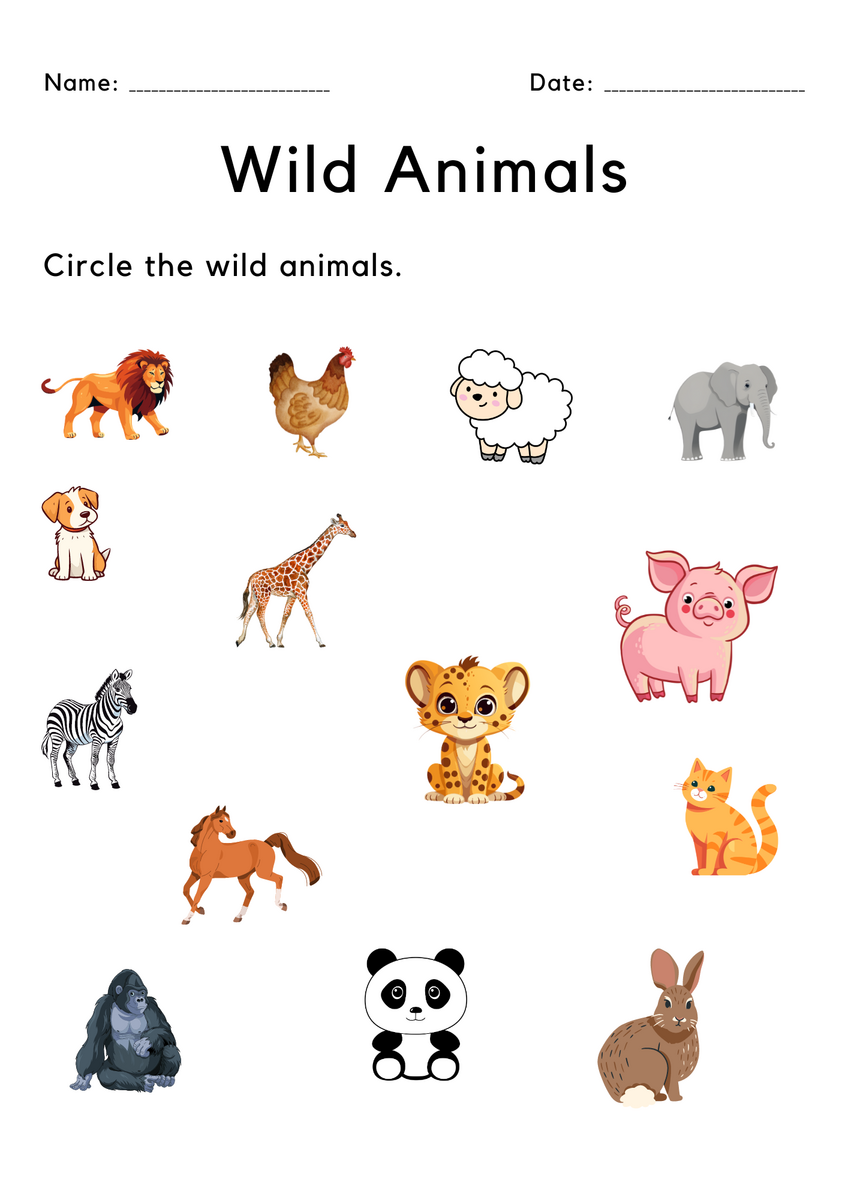 Wild Animals Free Worksheet SKOOLGO