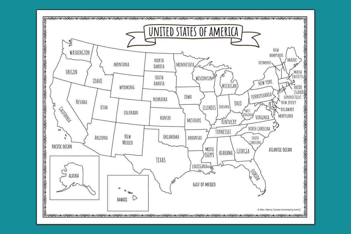 Printable Map Of The United States Mrs Merry Free Printable Maps Of The United States Bundle