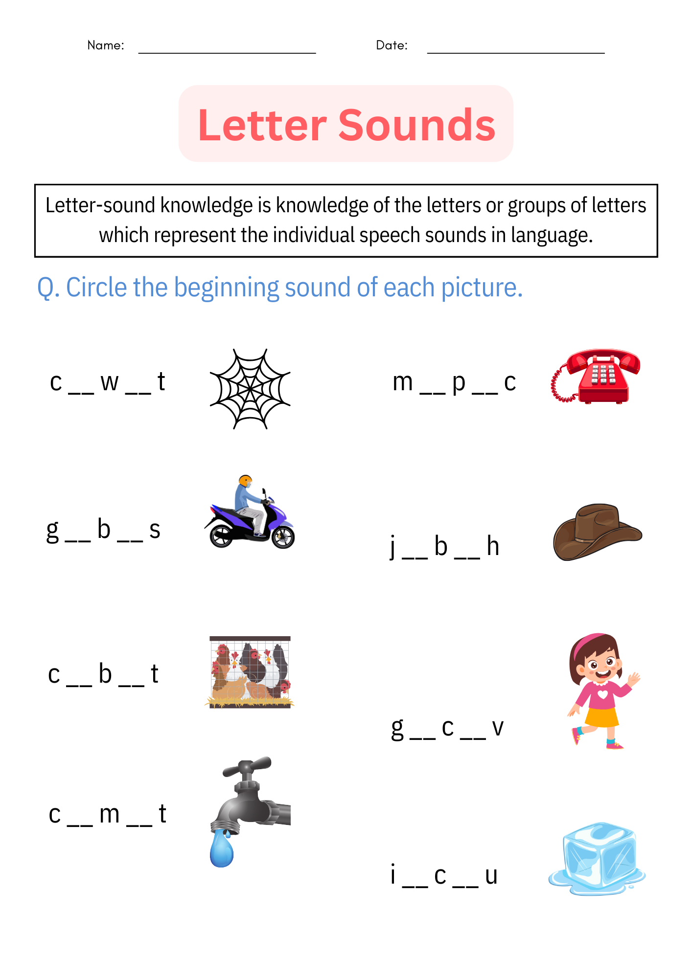 Printable Matching Beginning Letter Sounds Worksheet And Activities For Grade 1 Made By Teachers