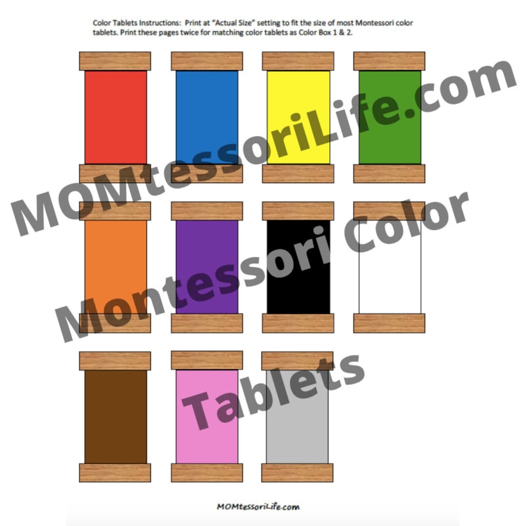 Printable Montessori Colour Tablets Preschool Colours Etsy Israel
