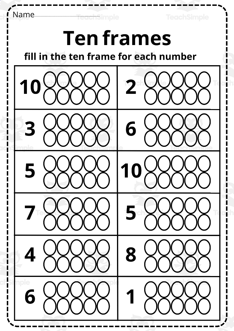 Addition With Ten Frames Worksheets