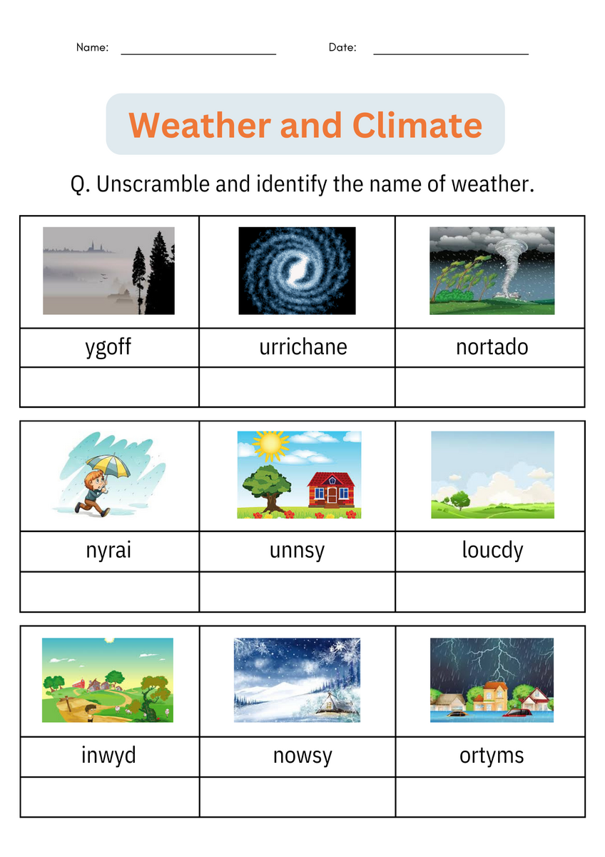 FREE Weather Unit Worksheets Experiments Activities For Kids