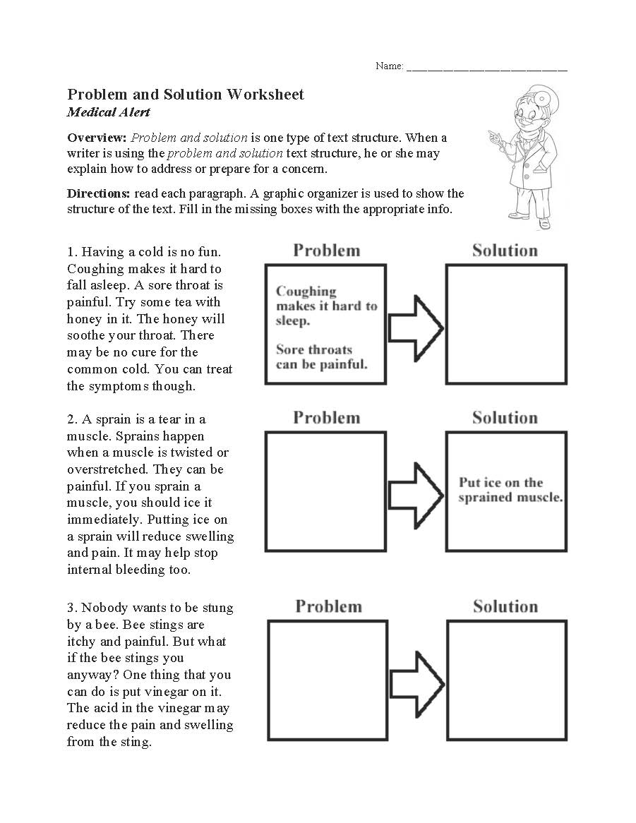 Problem And Solution Worksheet Text Structure Activity Worksheets Library