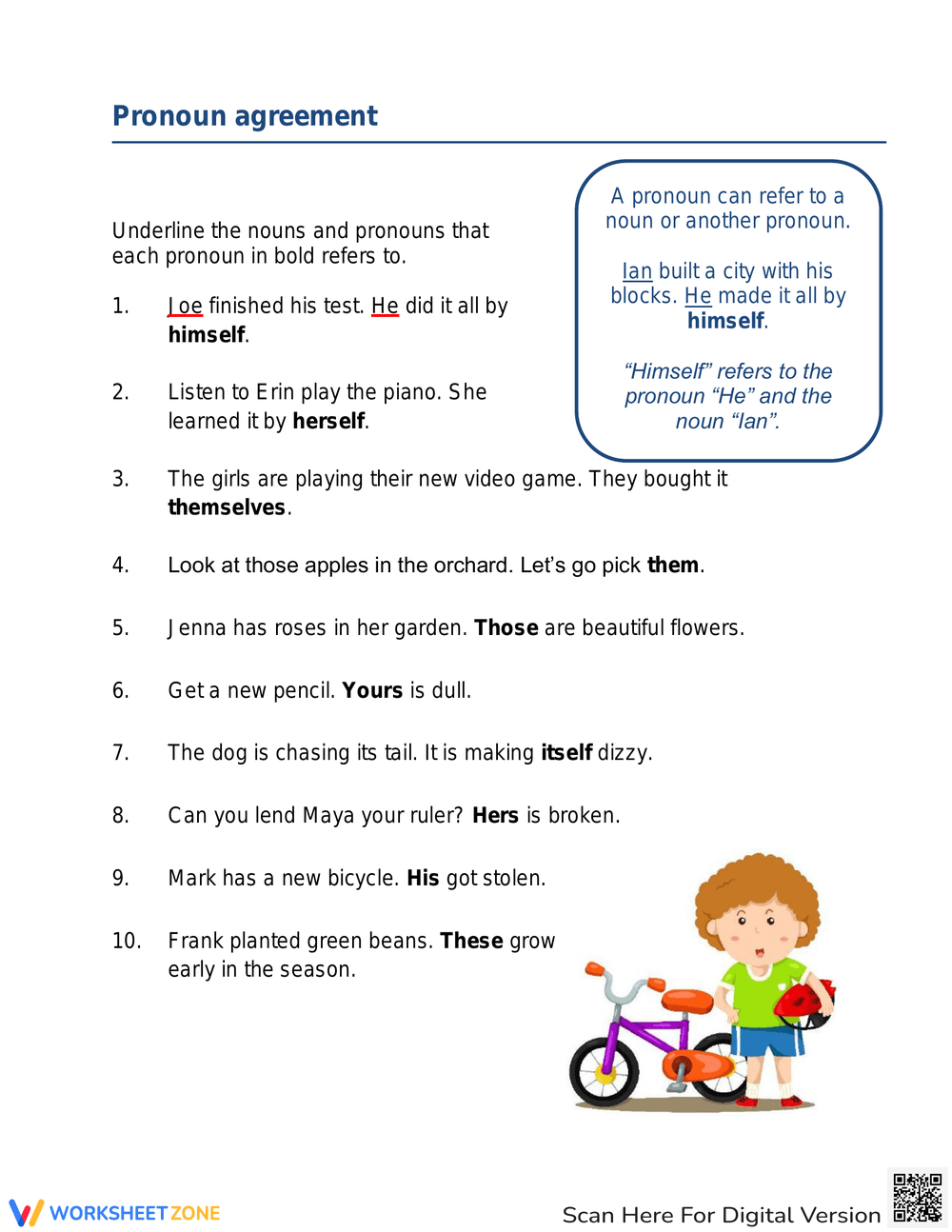 Pronoun Antecedent Agreement Fill In The Blanks Worksheets Printable