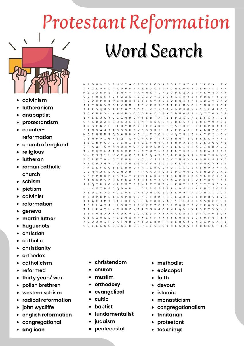 Protestant Reformation Word Search Puzzle Worksheet Activities For Kids Made By Teachers Protestant Reformation Word Search Puzzle Worksheet Activities For Kids Made By Teachers