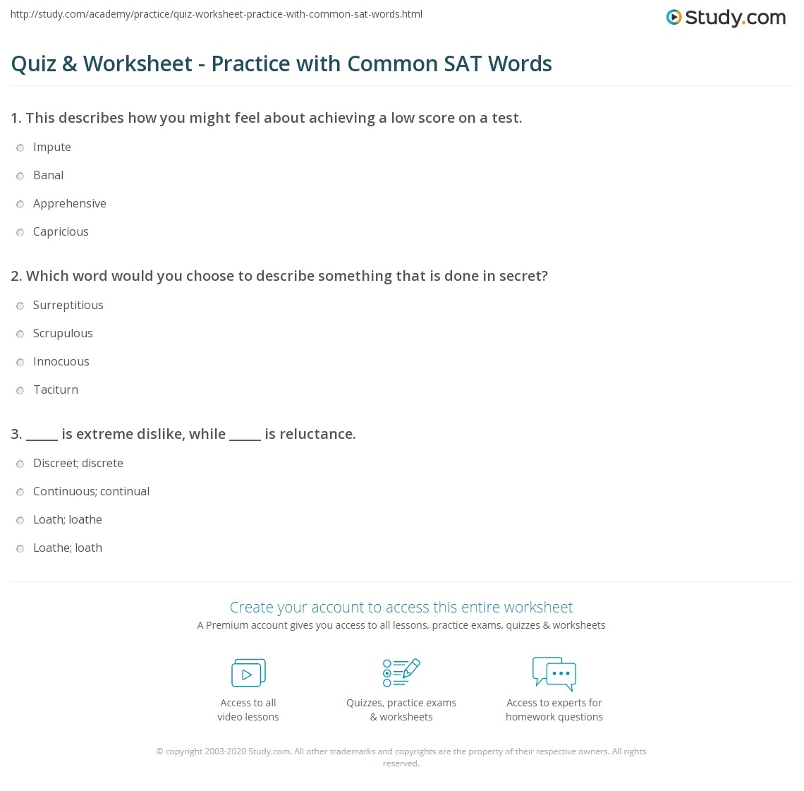 Sat Vocabulary Worksheet Worksheets Library