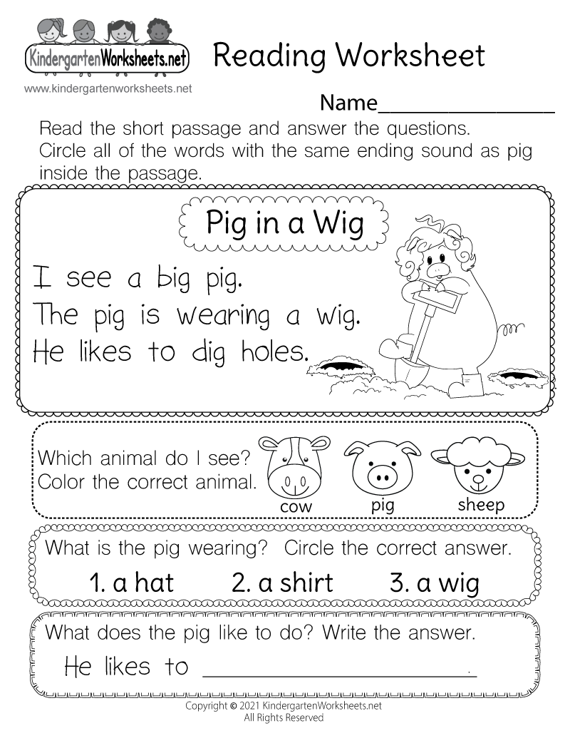 Free Printable Reading Comprehension Practice Worksheet