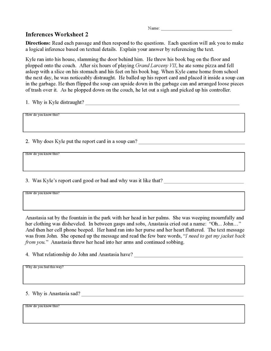 Reading Worksheets Comprehension And Inference Skills