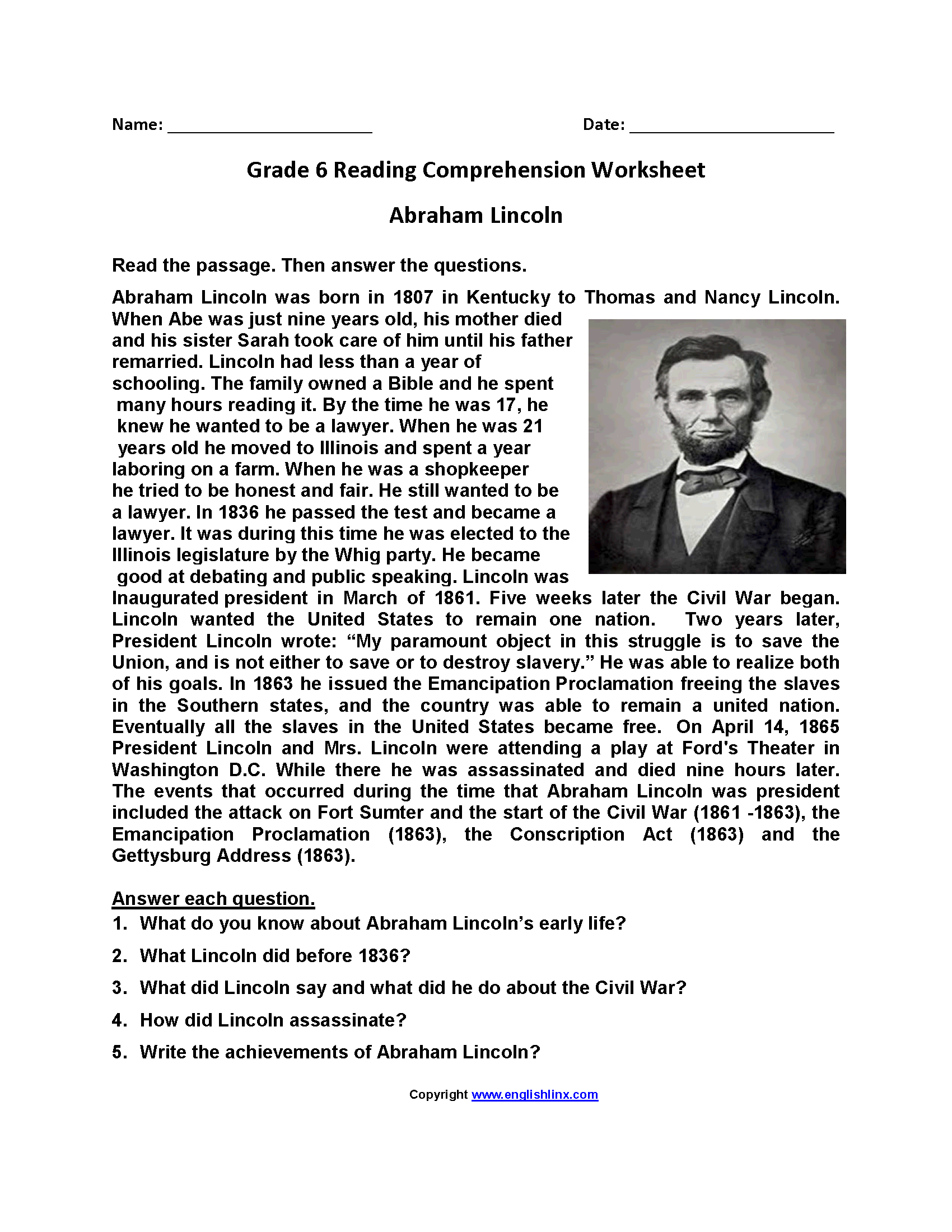 Reading Comprehension Worksheets Online Or Printable