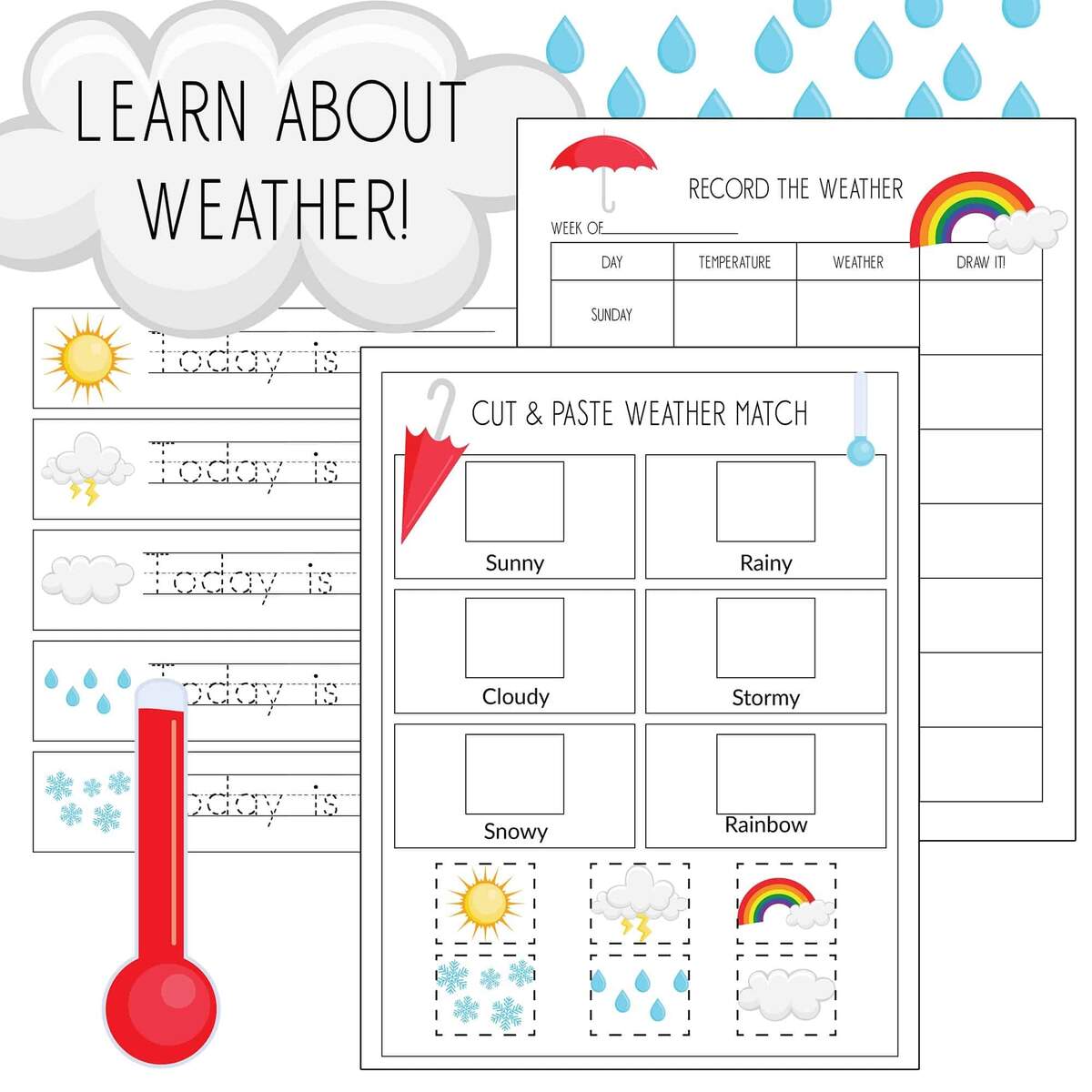 Record The Weather Writing Practice Weather Match Game Printables