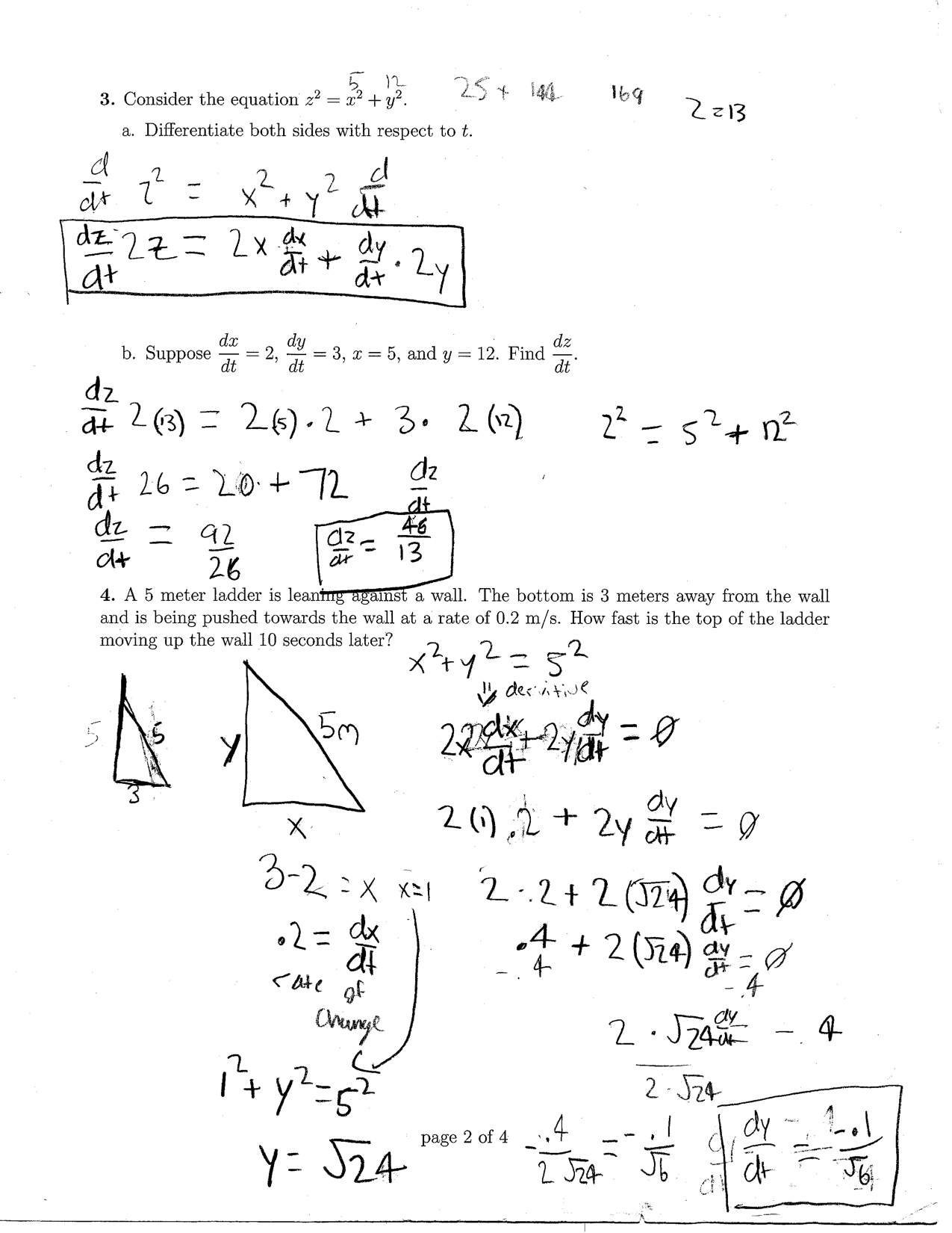 Related Rates Problems Zpattersoncalculus Worksheets Library