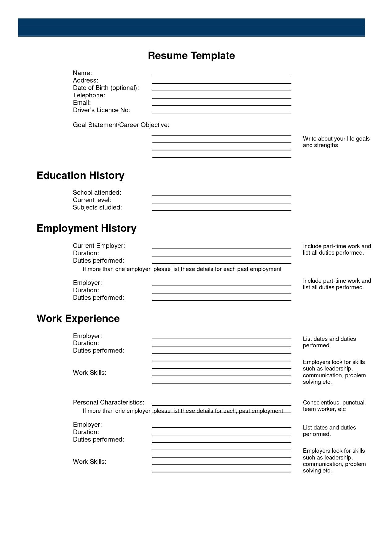 Resume Templates Printable Resume Templates Worksheets Library Resume Templates Printable Resume Templates Worksheets Library