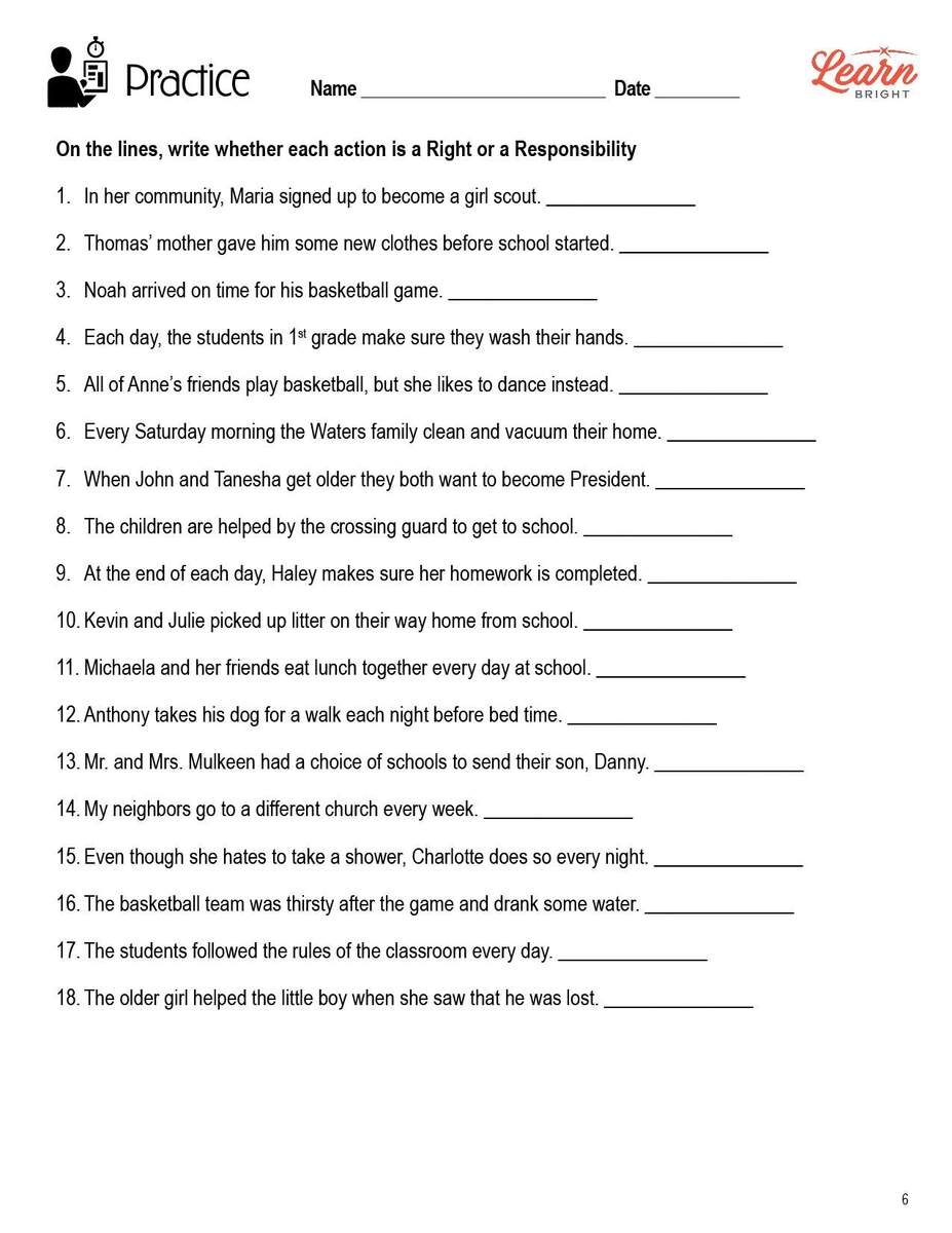 Rights And Responsibilities Worksheets Library Rights And Responsibilities Worksheets Library