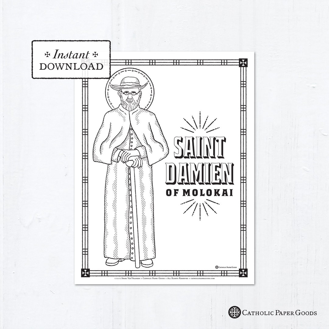 Saint Damien Of Molokai Coloring Page Catholic Saints PDF Digital Download Etsy Saint Damien Of Molokai Coloring Page Catholic Saints PDF Digital Download Etsy