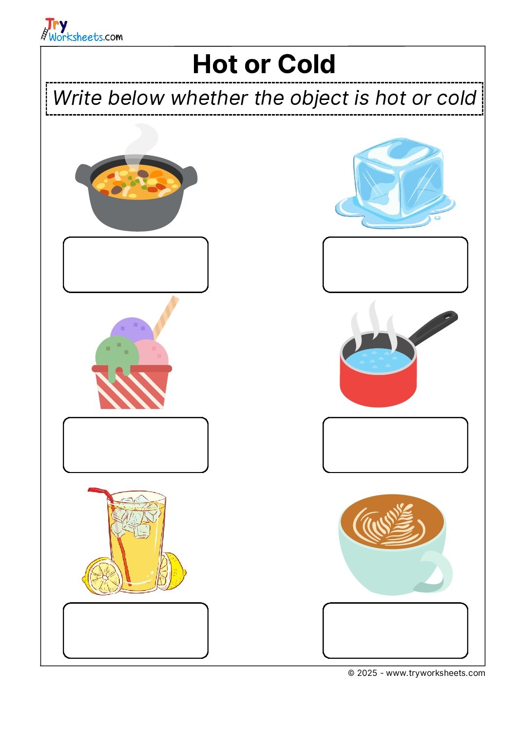 Science Grade 2 Worksheet Object Hot Cold Try Worksheets Printable Educational Activity For Kids Hot Or Cold