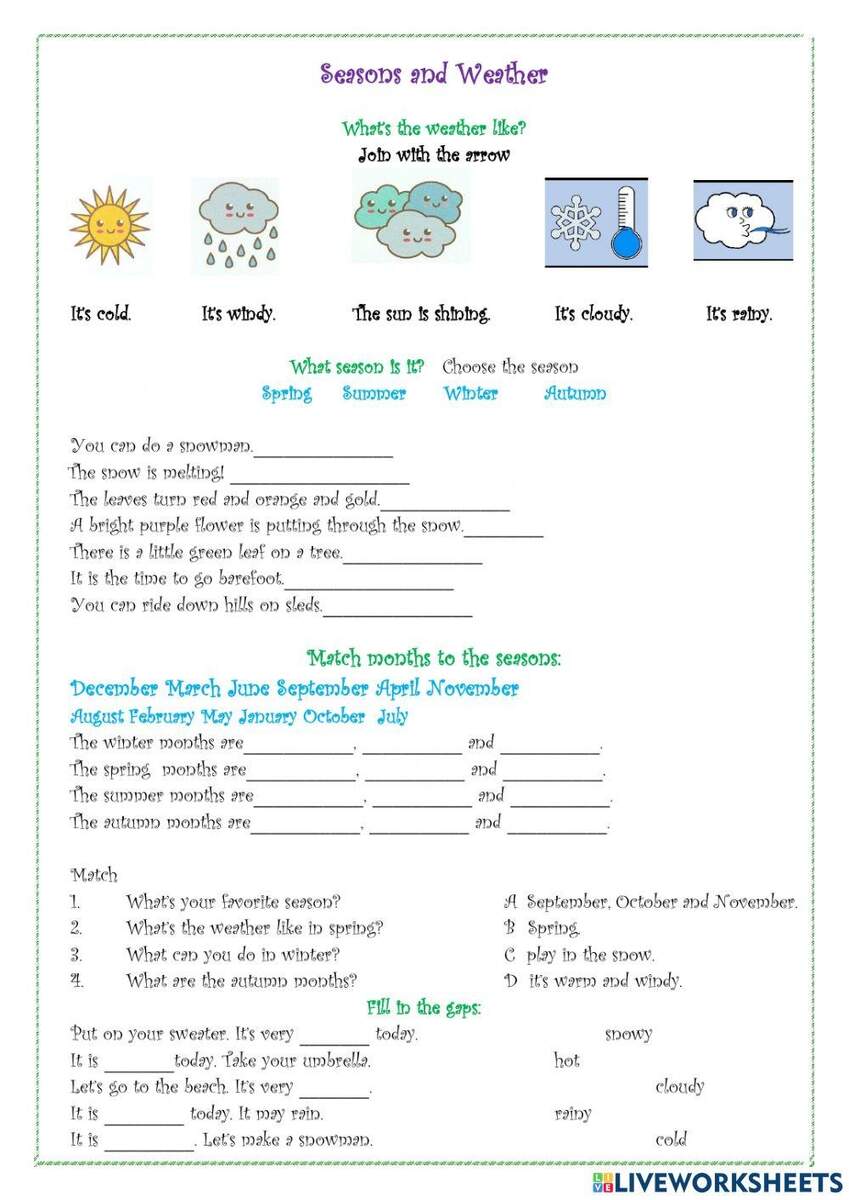 Seasons And Weather Exercise For Grade 5 Elementary Worksheets Library Seasons And Weather Exercise For Grade 5 Elementary Worksheets Library