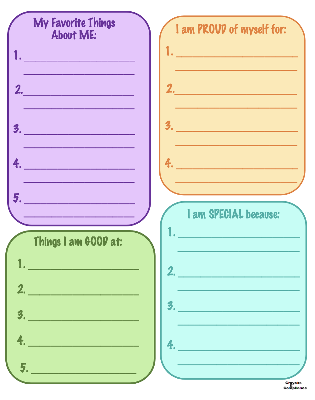 Best 50 Self Esteem Worksheets Handout Activities Exercises