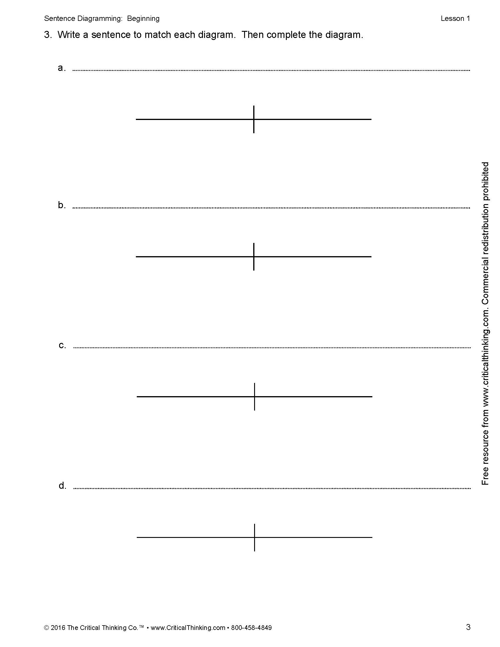 Sentence Diagramming Beginning Free Diagramming Sentences Worksheets YourDictionary Worksheets Library